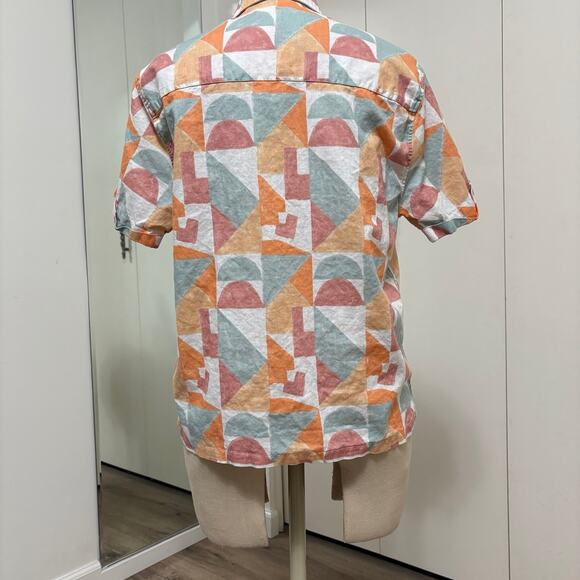 Zara Colorful Women's Short Sleeve Button Front Top Size 11-12 - Picture 3 of 5